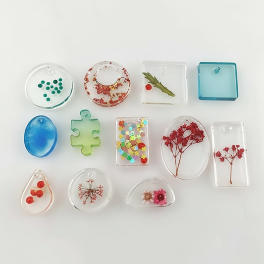 KHUSHA CREATIONS Resin Art Mould Set, 3 Pieces, DIY Jewellery Making Kit with Keychains Pendant Casting Moulds