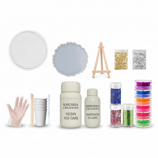 KHUSHA CREATIONS DIY Resin Coaster Making Kit for Beginners| Resin Art Craft Set for Kids & Adults