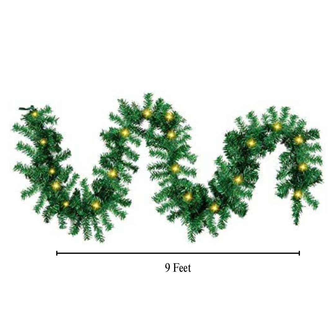 9 Feet Artificial Christmas Garland – Thick Green Pine Decoration for Home & Events