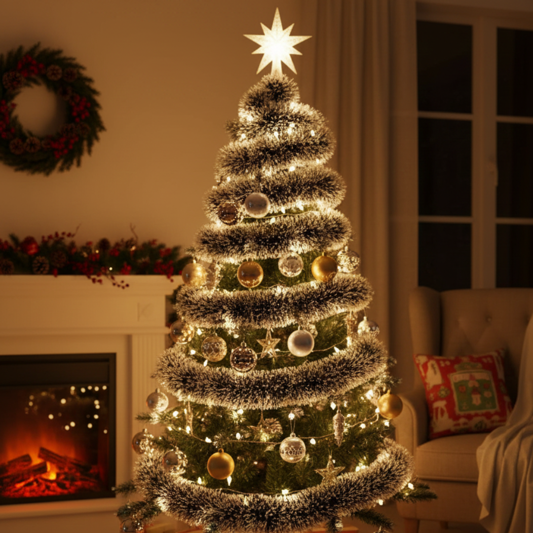 Christmas Tree Garland Snow Effect – Set of 10 Pieces