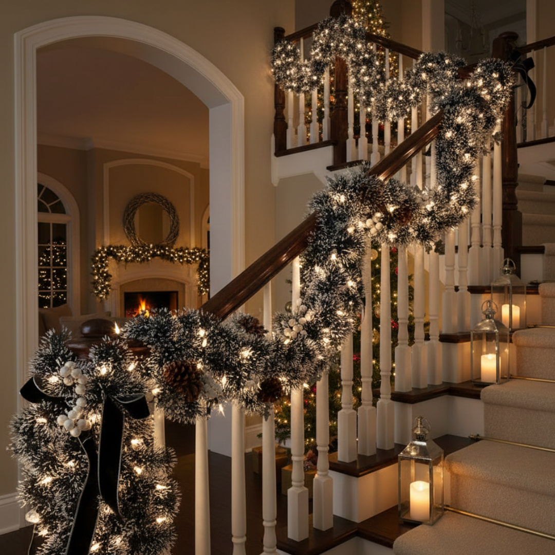 Christmas Tree Garland Snow Effect – Set of 10 Pieces