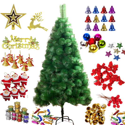 4FT Artificial Christmas Tree with  Decoration Ornaments | Full Decoration Combo Set for Home, Office, School, Shops & Christmas Party