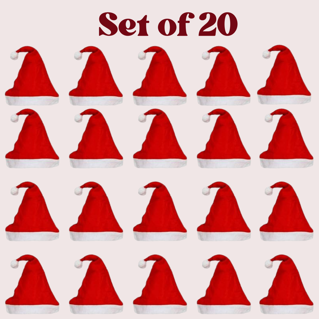 Bulk Santa Hat Set – 6, 12 & 20 Pieces | Xmas Party & School Event Caps