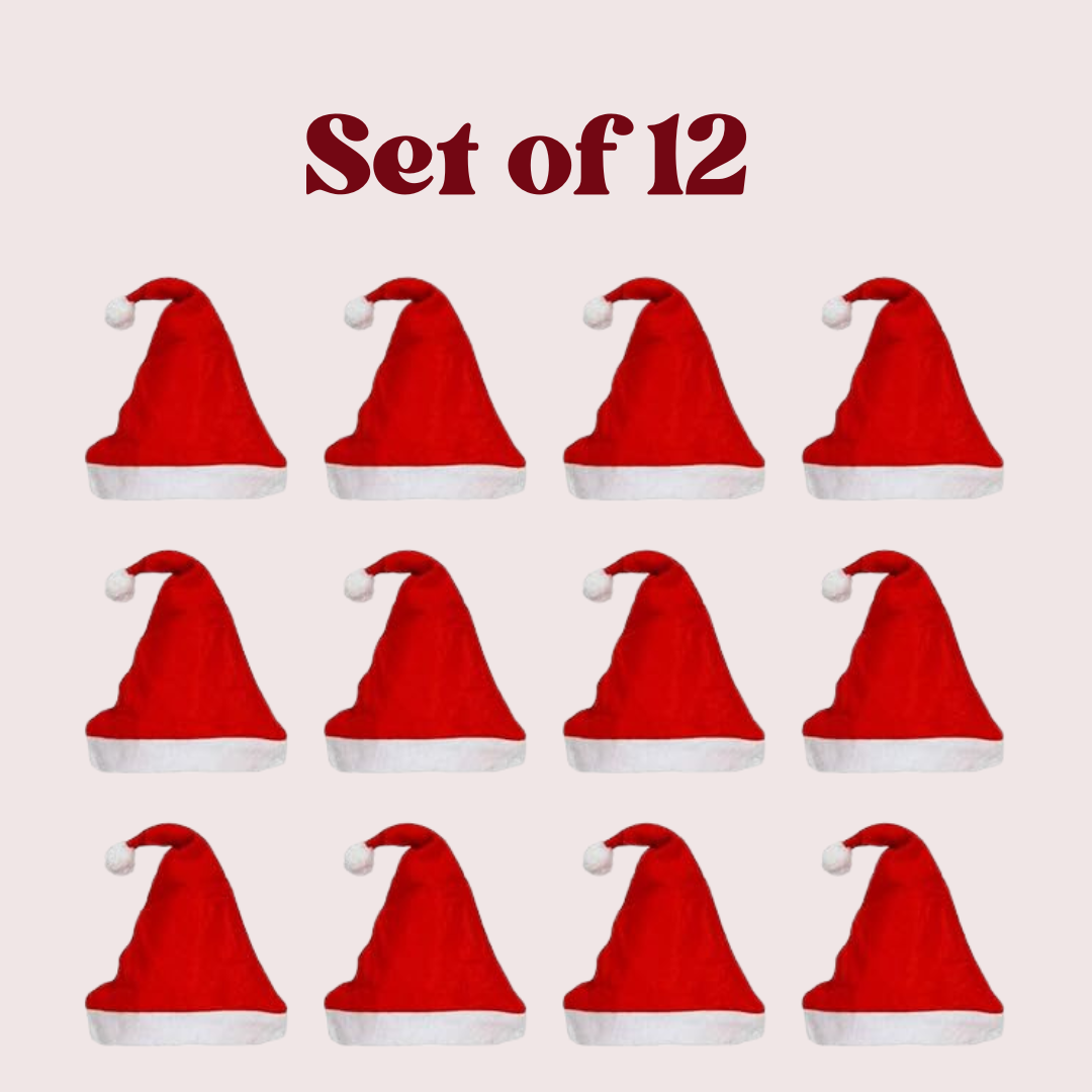 Bulk Santa Hat Set – 6, 12 & 20 Pieces | Xmas Party & School Event Caps